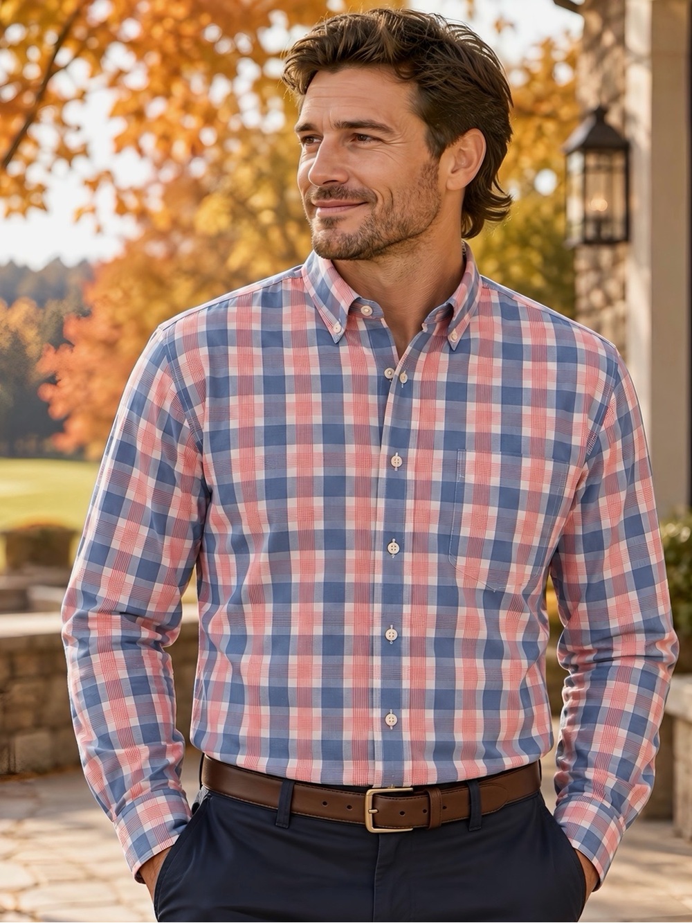 johnnie-O Mercer PREP-FORMANCE Shirt Men’s XL Liberty Pink Blue Plaid Bamboo